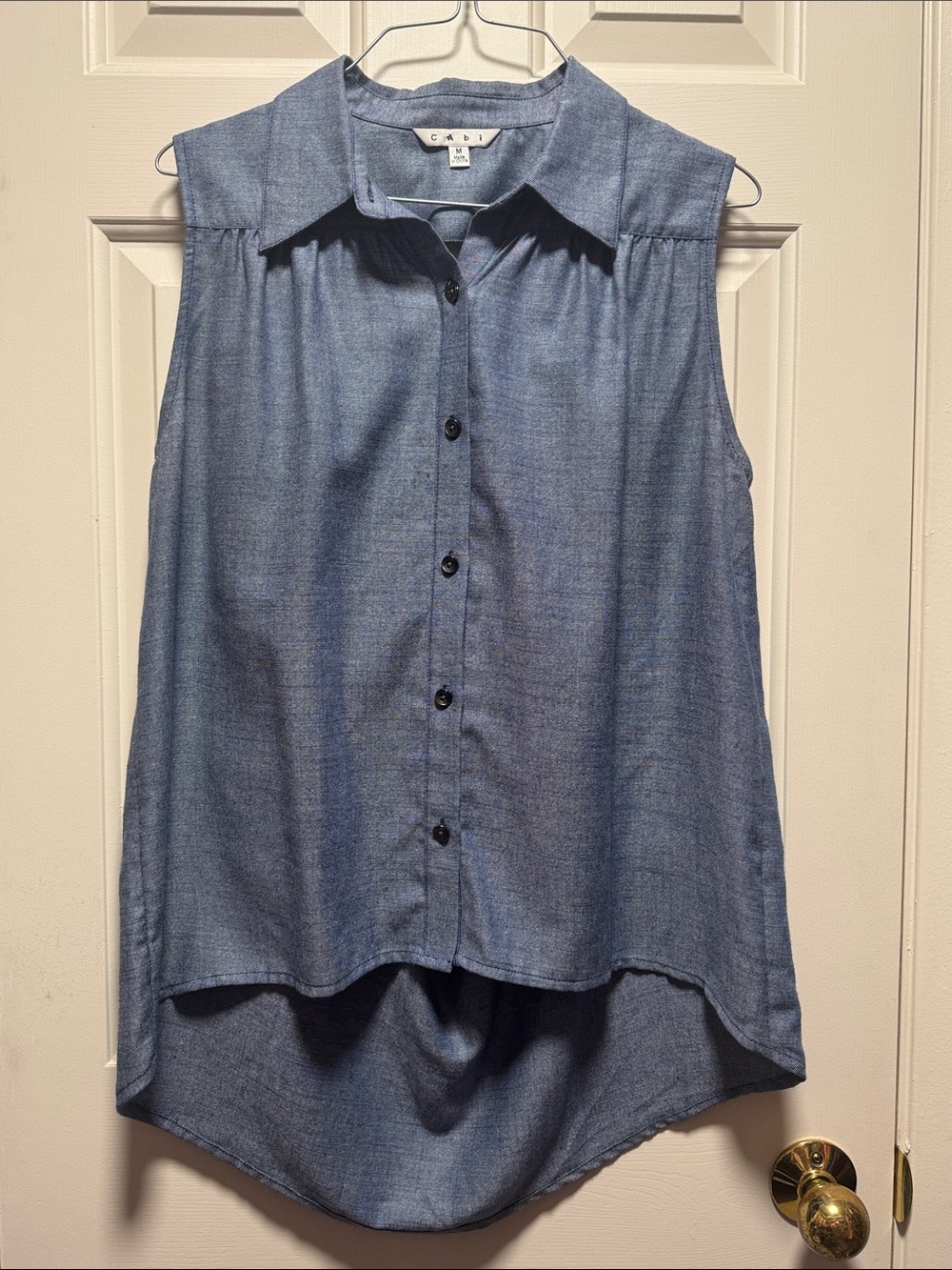 CAbi Sleeveless Lightweight Button-Down Top - Light Blue
